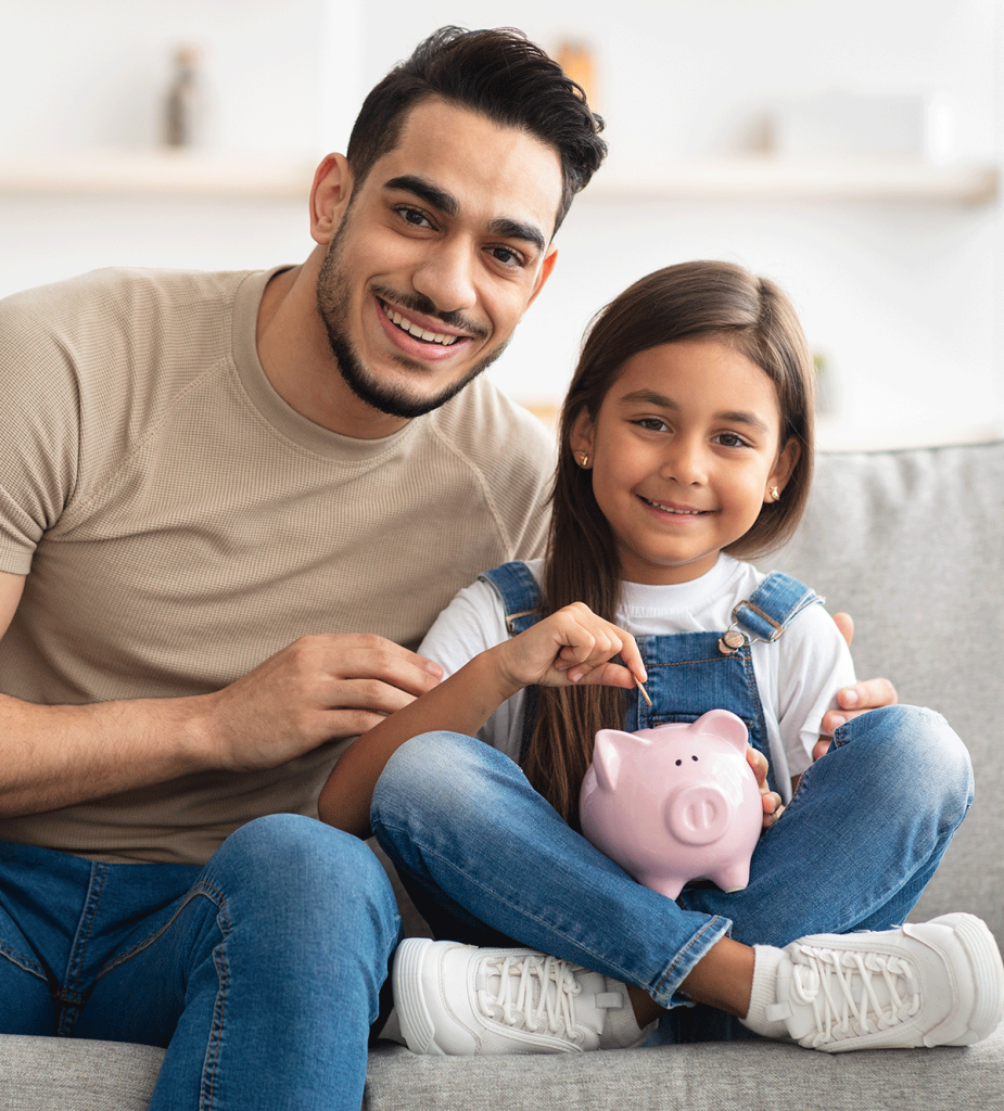 Dad and daughter saving for college